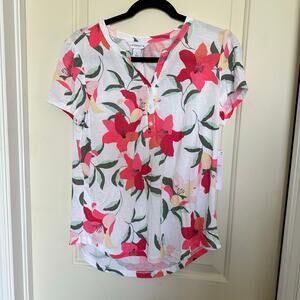 NWT Liz Claiborne Floral Short Sleeve Shirt Size Small |Casual |Comfortable
